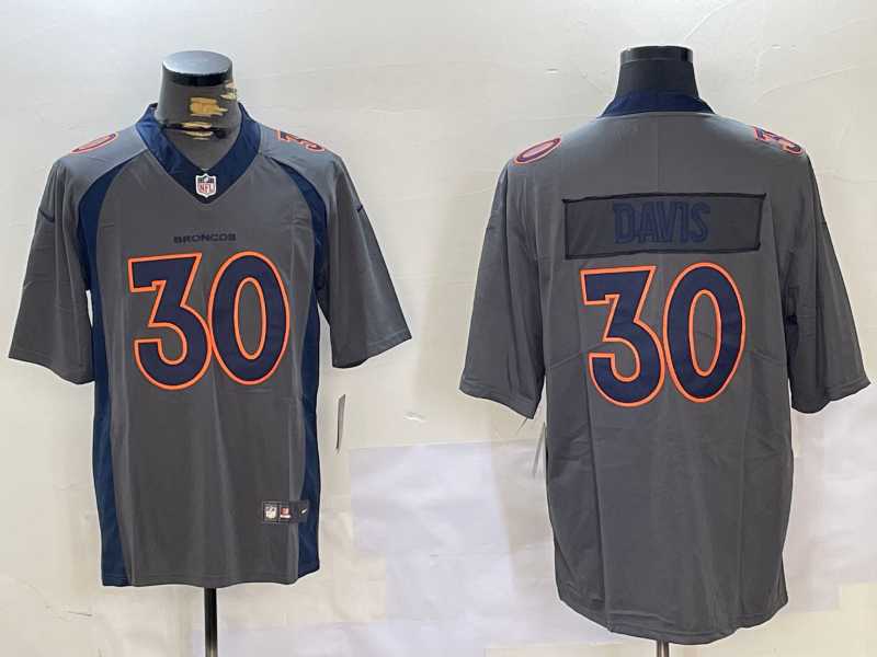 Mens Denver Broncos #30 Terrell Davis Grey 2019 Inverted Legend Stitched Nike Limited Jersey Dzhi